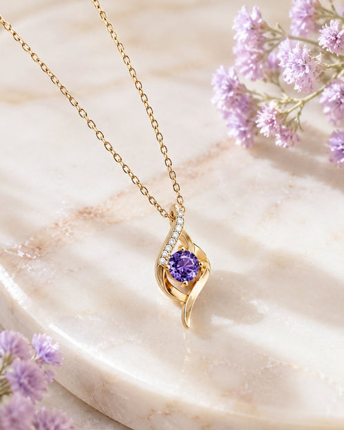 Amethyst Swirl Crystal Pendant Necklace