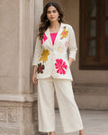 Meher Ivory Embroidered Jacket Set