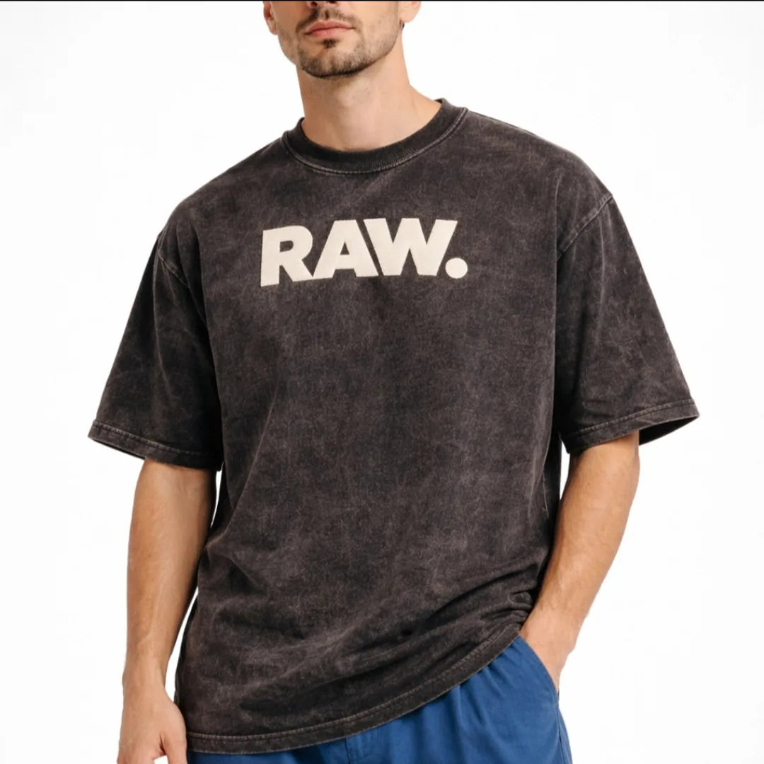 RAW Signature Acid-Wash Oversized T-Shirt - image 2