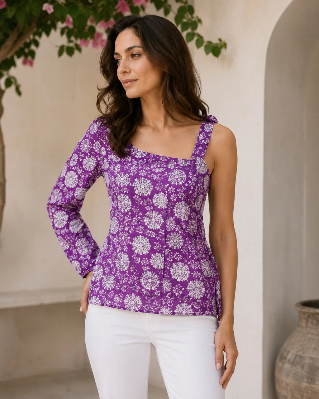Aavira Sepagati One-Sleeve Cotton Top - image 2
