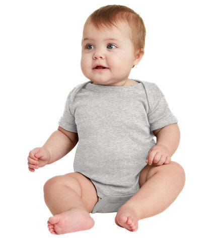 Custom Rabbit Skins 4400 Baby Rib Bodysuit blank garment in Heather Gray