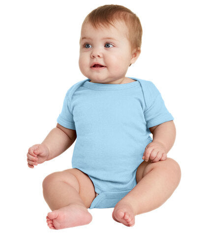 Custom Rabbit Skins 4400 Baby Rib Bodysuit blank garment in Light Blue