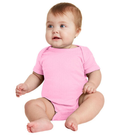 Custom Rabbit Skins 4400 Baby Rib Bodysuit blank garment in Pink