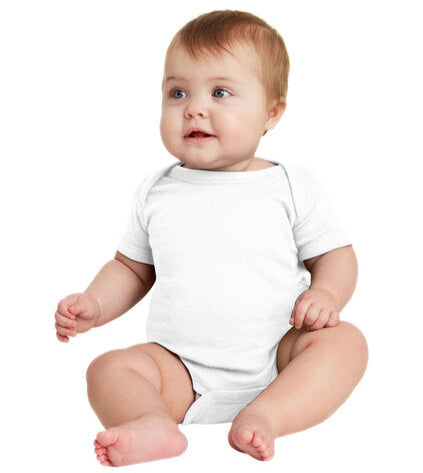 Custom Rabbit Skins 4400 Baby Rib Bodysuit blank garment in White