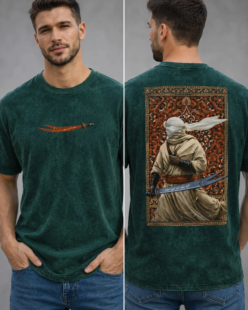 Desert Warrior Acid-Wash Graphic T-Shirt - image 2