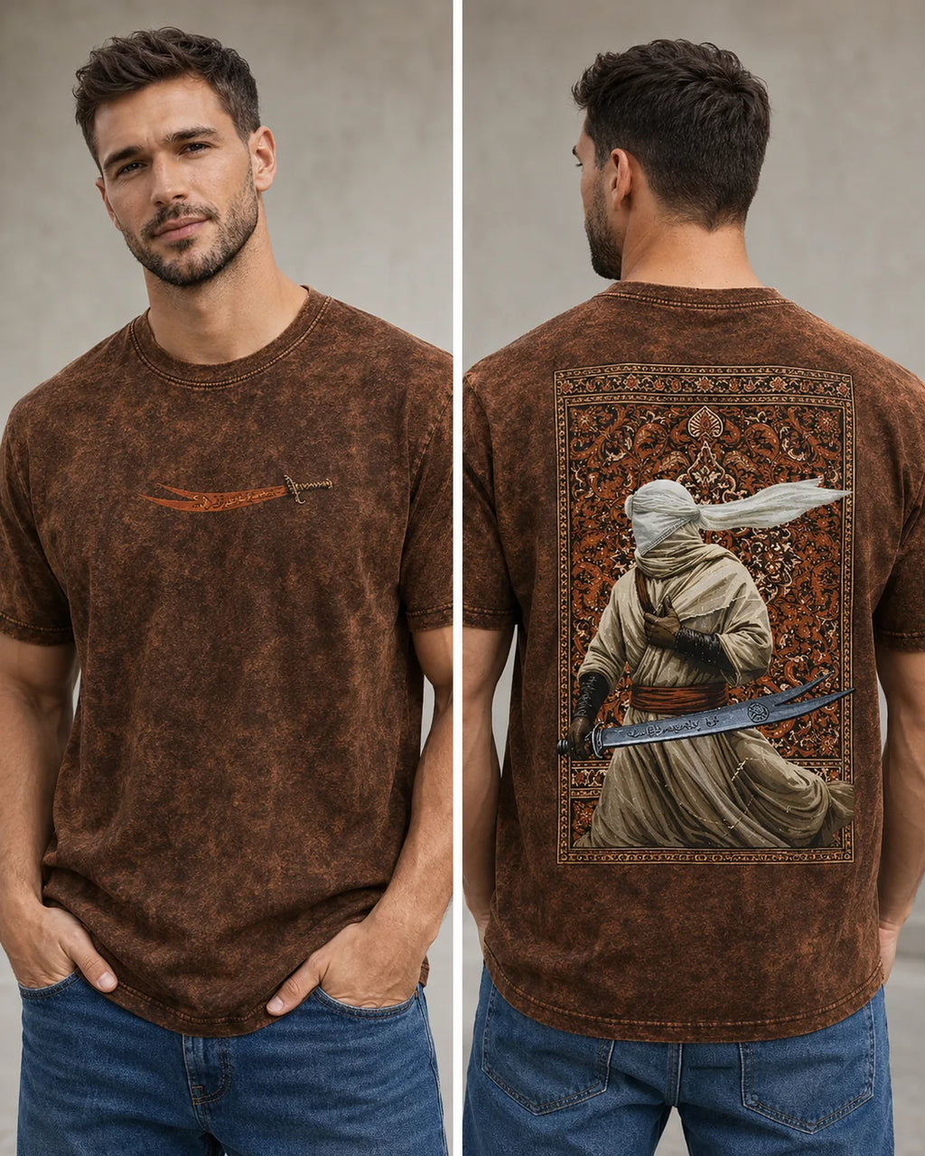 Desert Warrior Acid-Wash Graphic T-Shirt - image 4