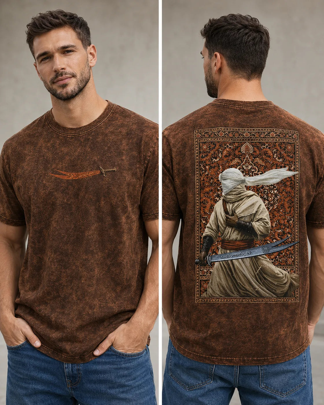 Desert Warrior Acid-Wash Graphic T-Shirt - image 4