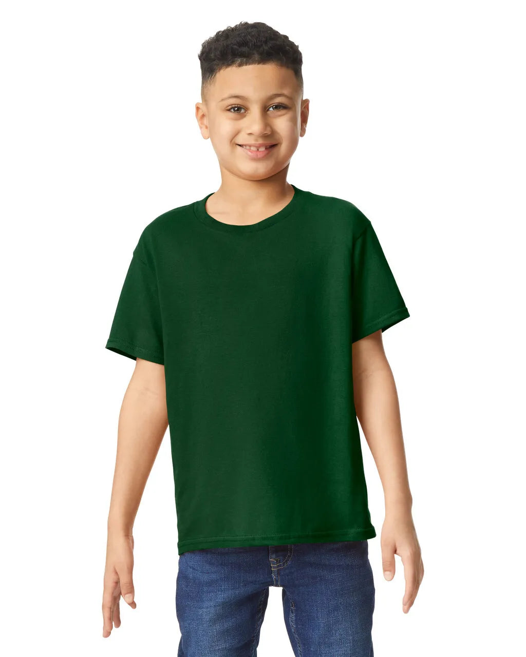 Custom Gildan 5000B Youth T-Shirt blank garment in Forest Green