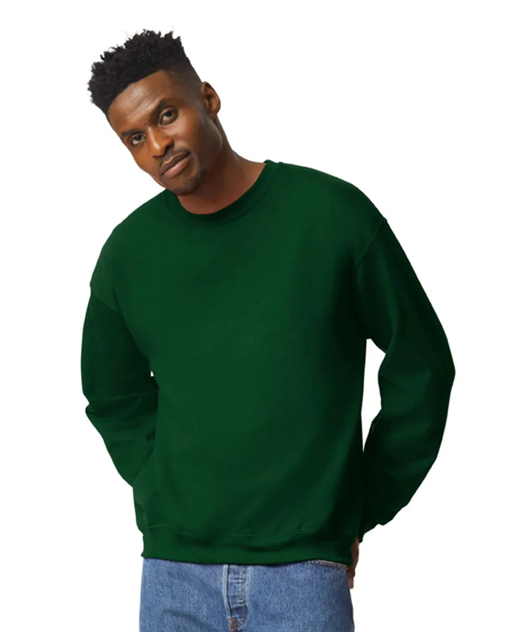 Custom Gildan 18000 Sweatshirt blank garment in Forest Green