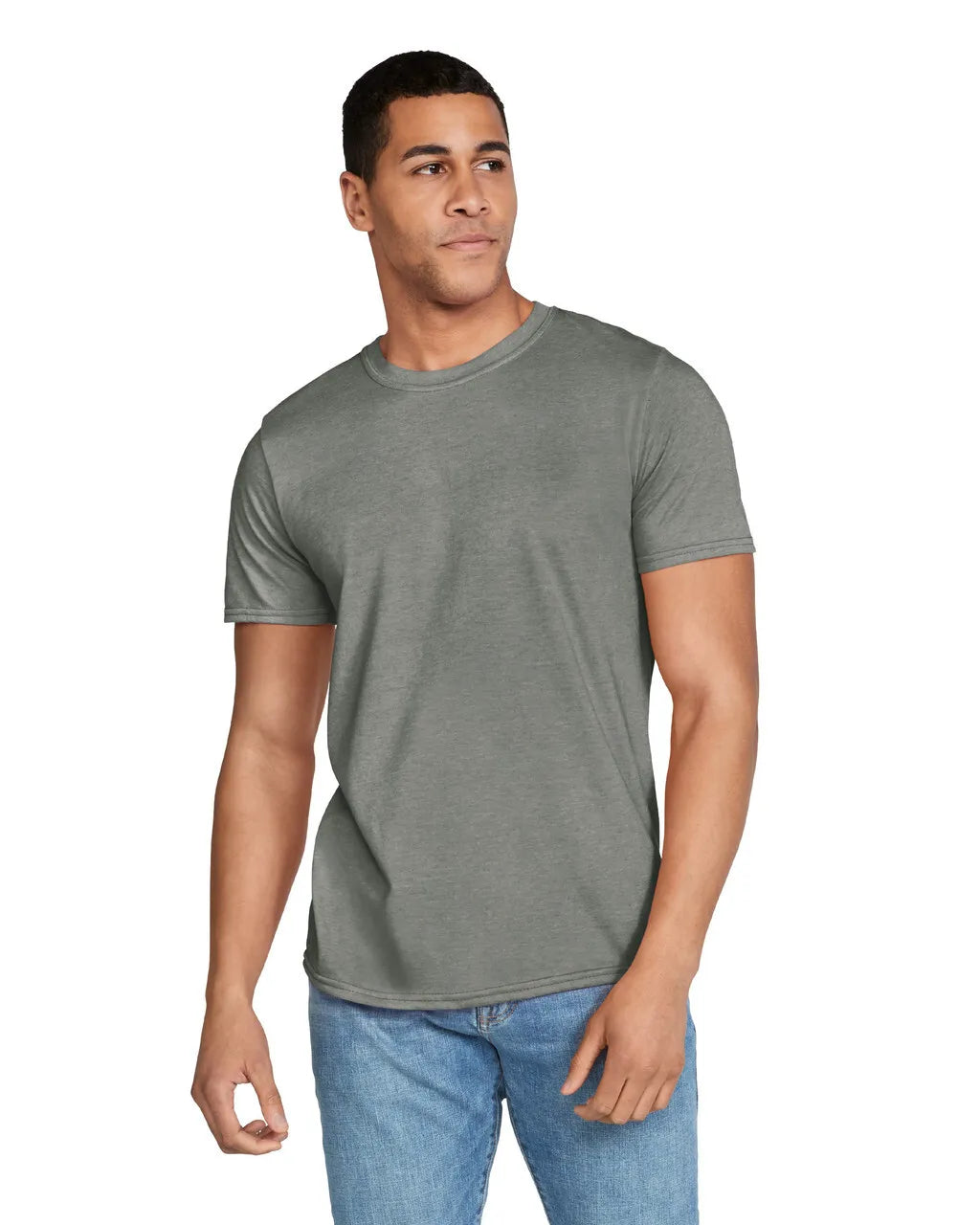 Custom Gildan 64000 T-Shirt blank garment in Heather Military Green