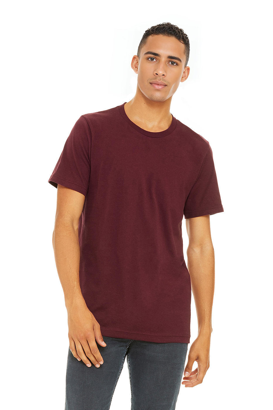 Custom Bella Canvas 3001CV blank garment in Maroon