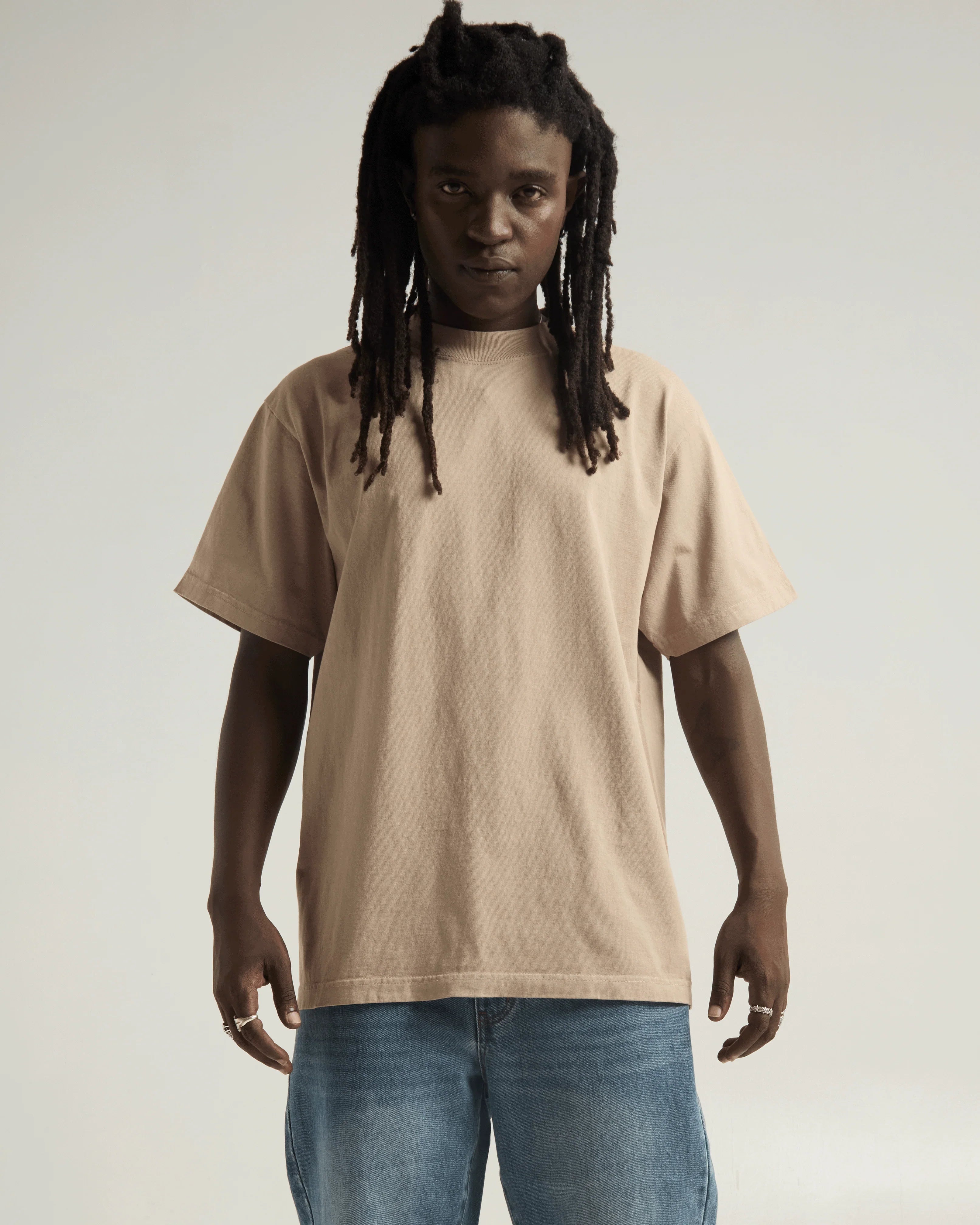 Custom Shaka Wear Max Heavyweight Garment Dye Short Sleeve 7.5 oz blank garment in Oatmeal