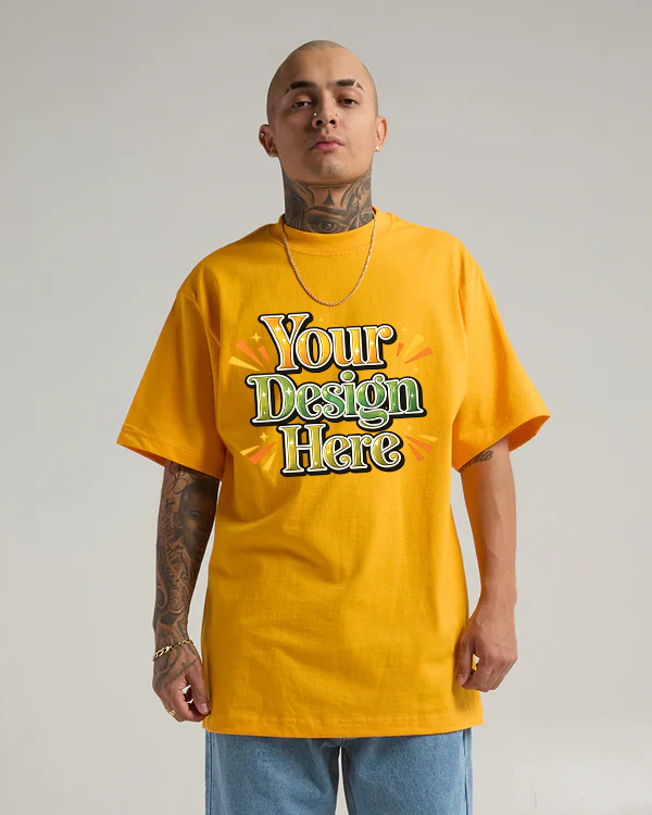Custom Shaka Wear Max Heavyweight Short Sleeve 7.5 oz blank garment in Gold