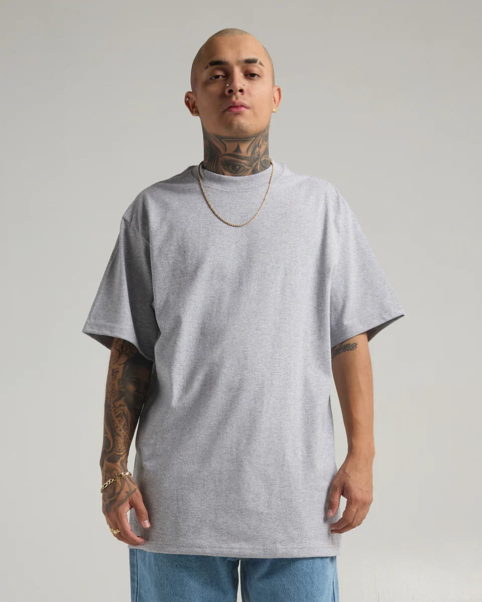 Custom Shaka Wear Max Heavyweight Short Sleeve 7.5 oz blank garment in Heather Gray