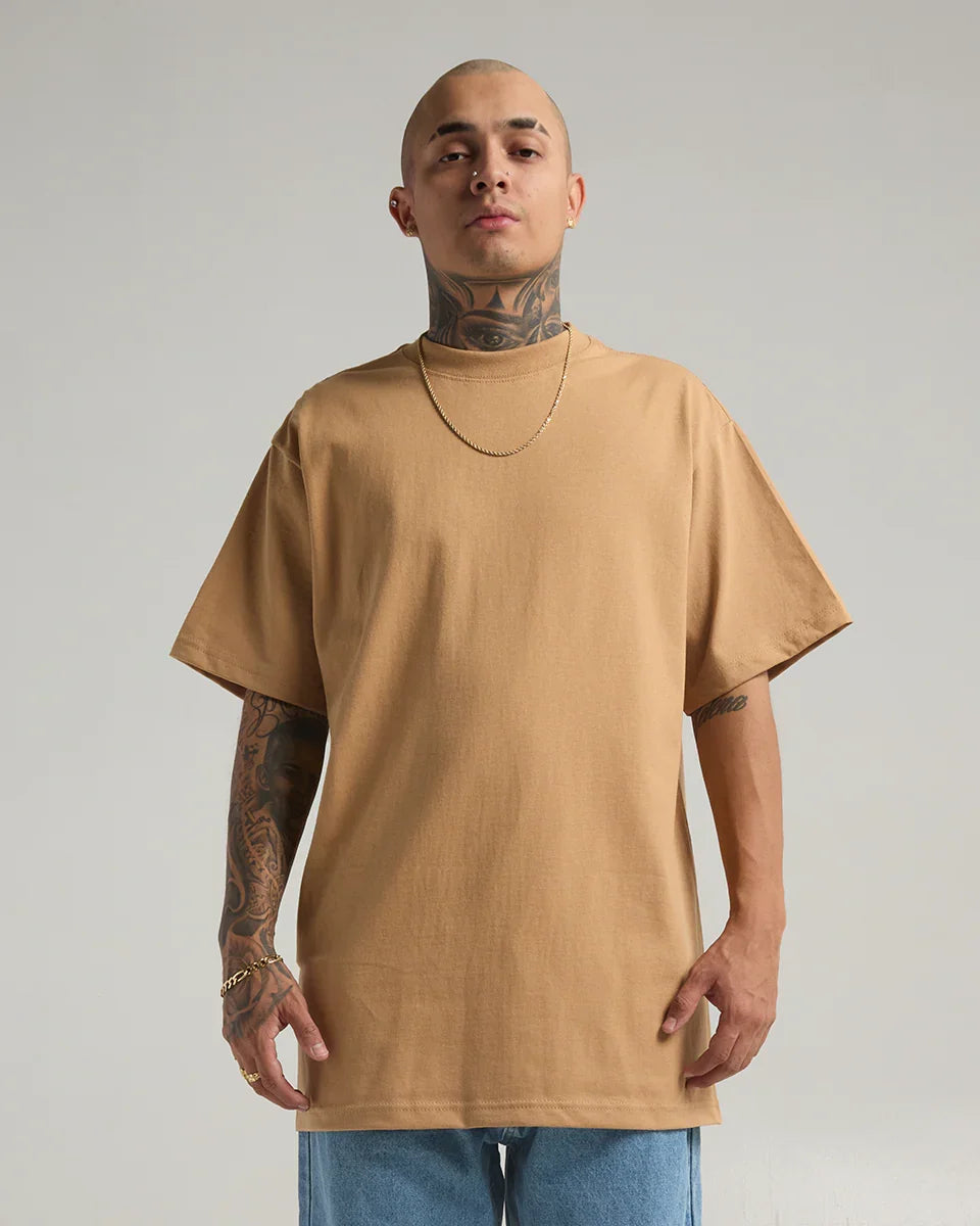 Custom Shaka Wear Max Heavyweight Short Sleeve 7.5 oz blank garment in Khaki