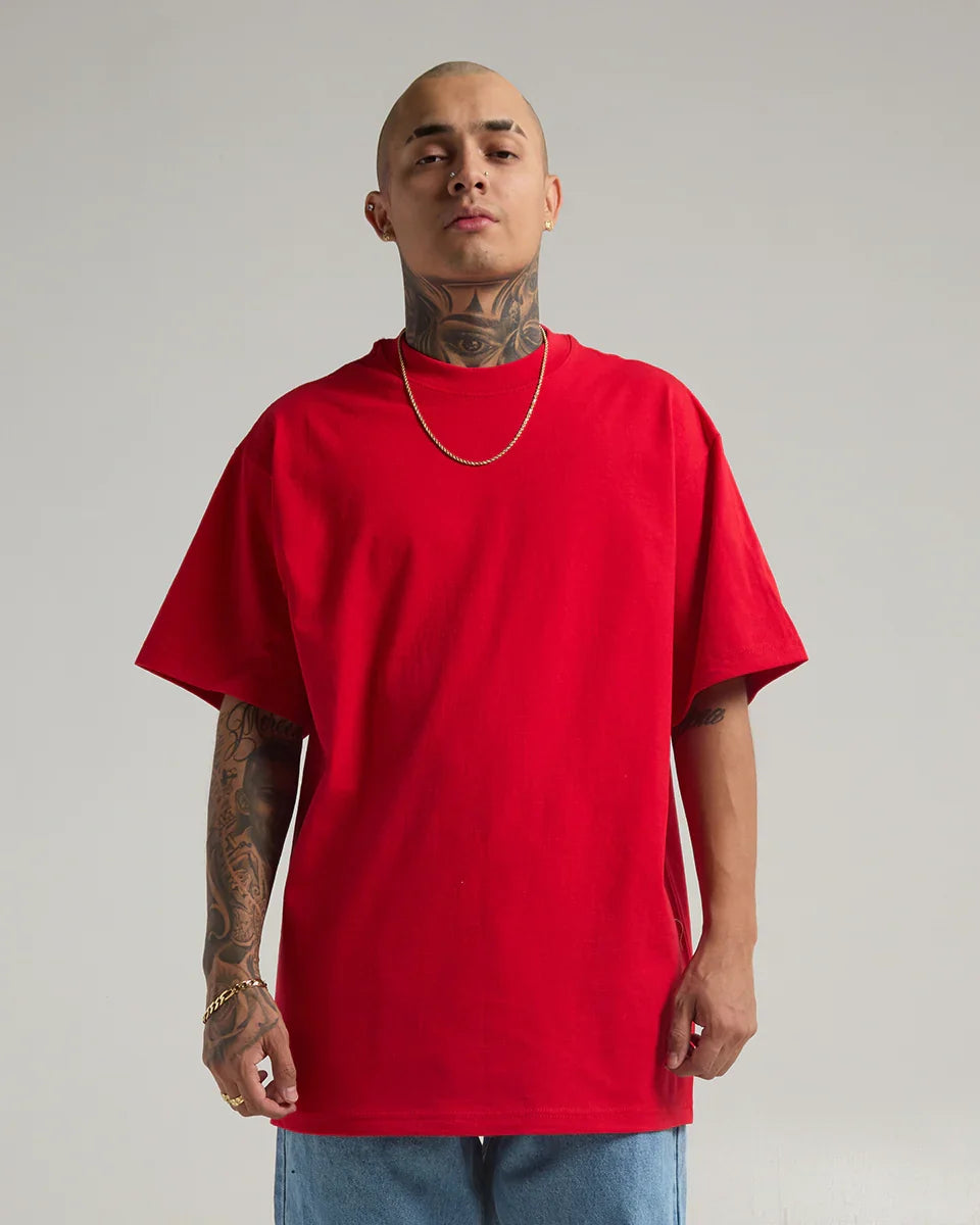 Custom Shaka Wear Max Heavyweight Short Sleeve 7.5 oz blank garment in Red