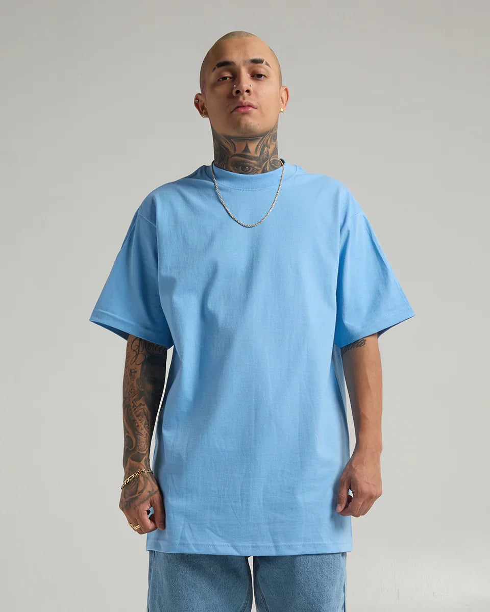 Custom Shaka Wear Max Heavyweight Short Sleeve 7.5 oz blank garment in Sky Blue