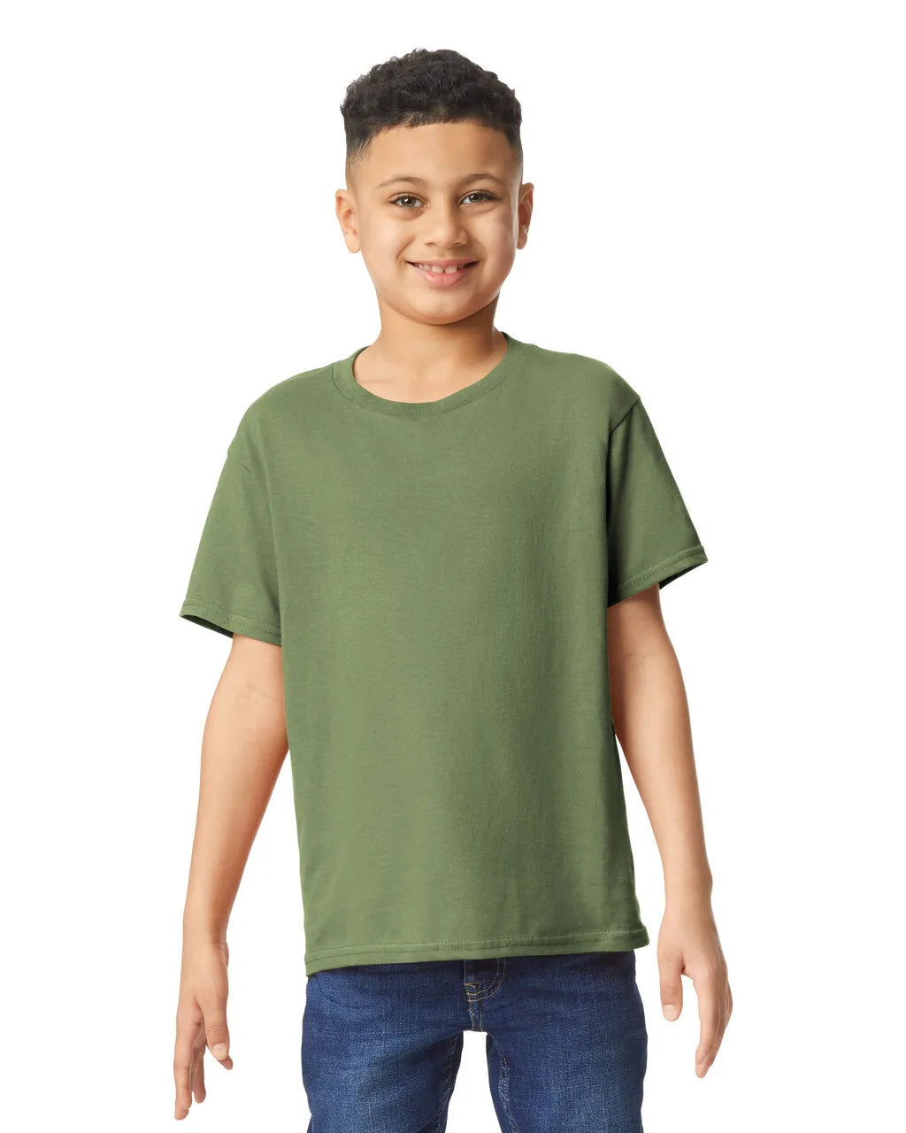 Custom Gildan 5000B Youth T-Shirt blank garment in Military Green