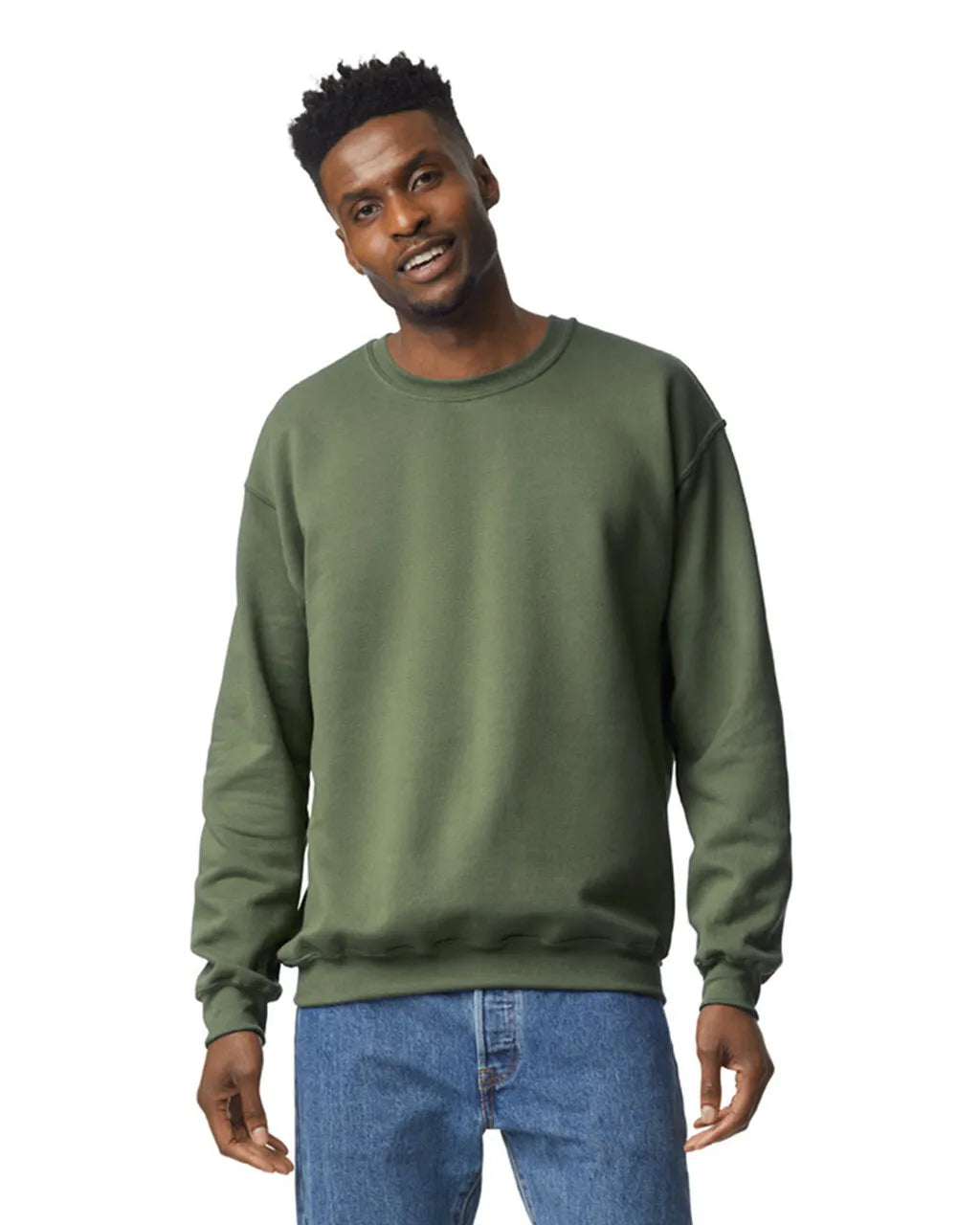 Custom Gildan 18000 Sweatshirt blank garment in Military Green