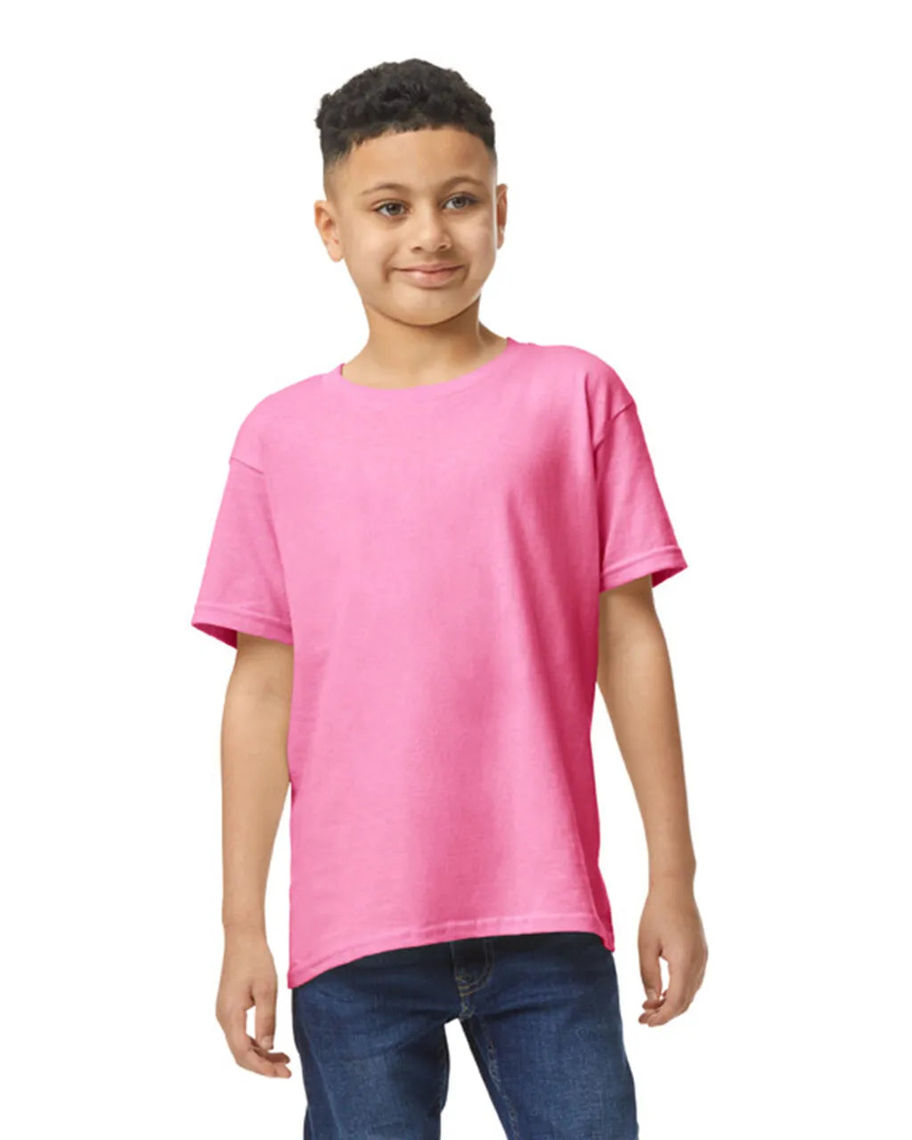Custom Gildan 5000B Youth T-Shirt blank garment in Safety Pink