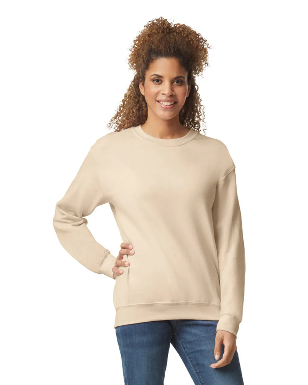 Custom Gildan 18000 Sweatshirt blank garment in Sand