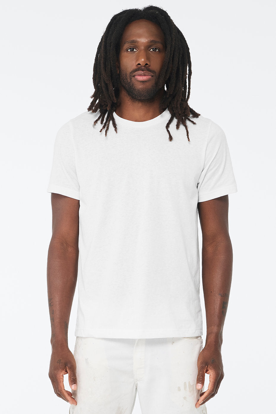 Custom Bella Canvas 3001CVC blank garment in Solid White Blend
