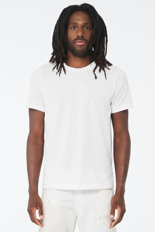 Custom Bella Canvas 3001CVC blank garment in Solid White Blend