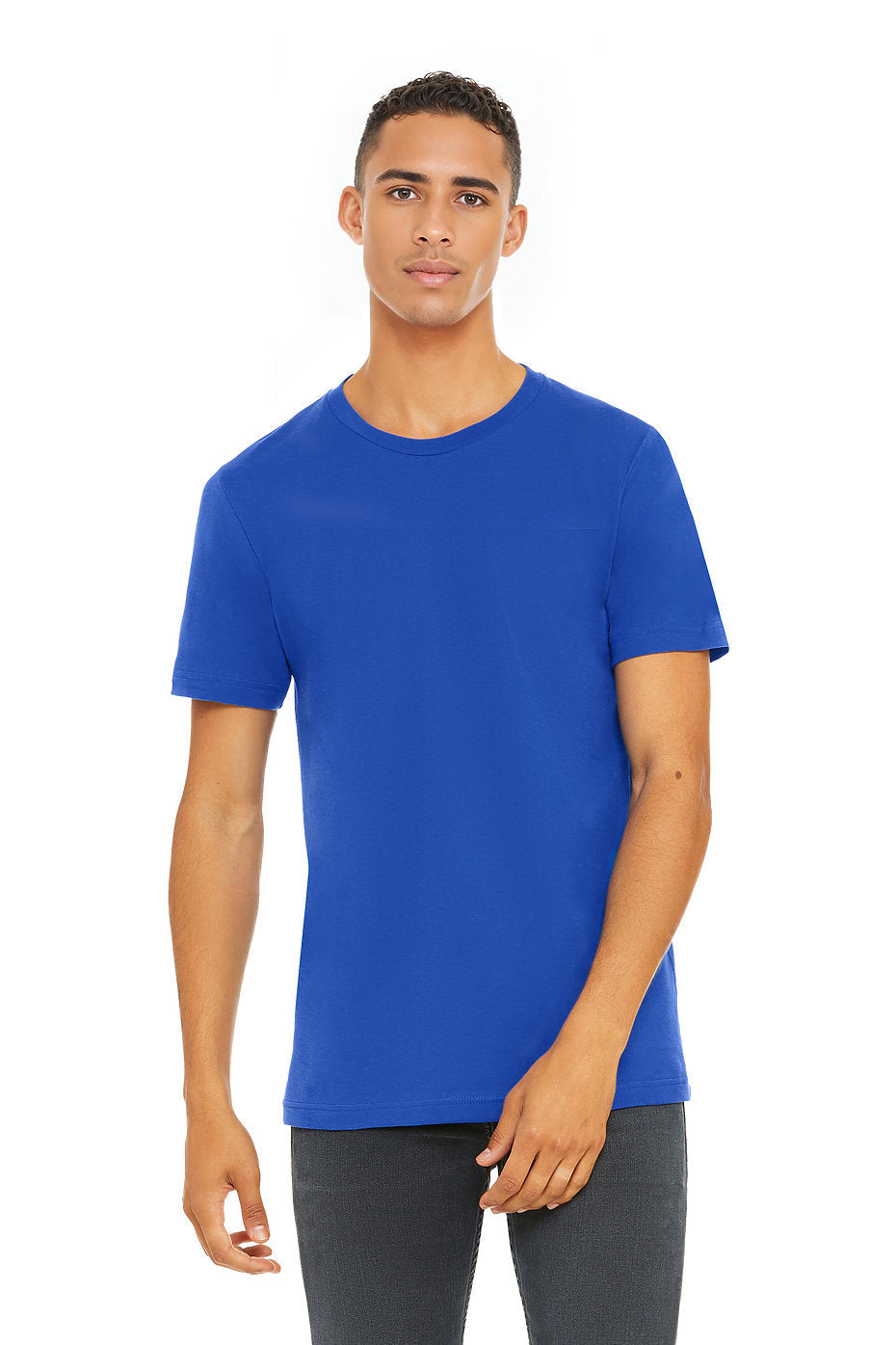 Custom Bella Canvas 3001CV blank garment in True Royal